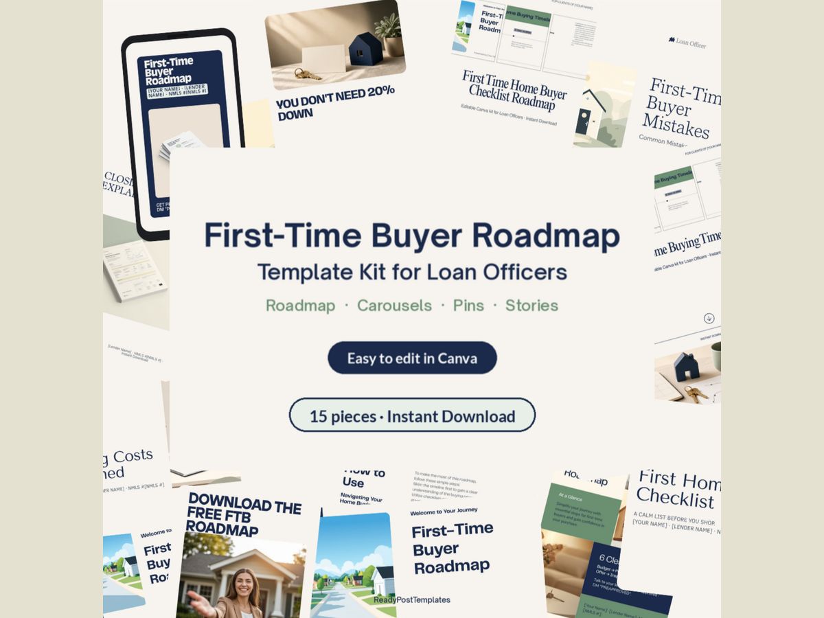 First-Time Buyer Roadmap Canva templates for Loan Officers