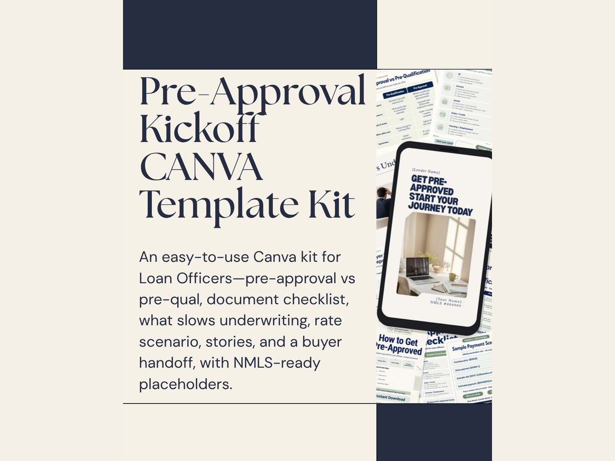 Pre-Approval Kickoff Canva templates for Loan Officers