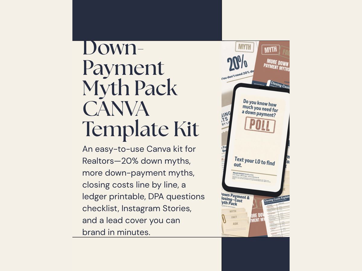 Down Payment Myth Pack Canva templates for Realtors