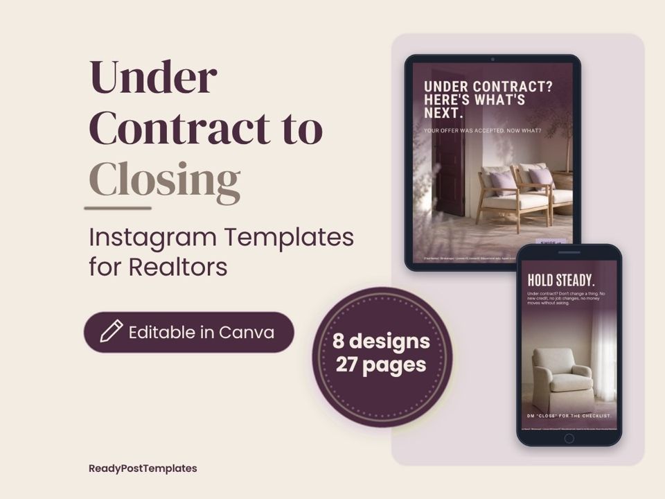 Under Contract to Closing Canva templates for Realtors